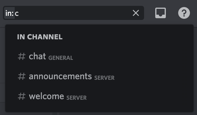 in filter of discord